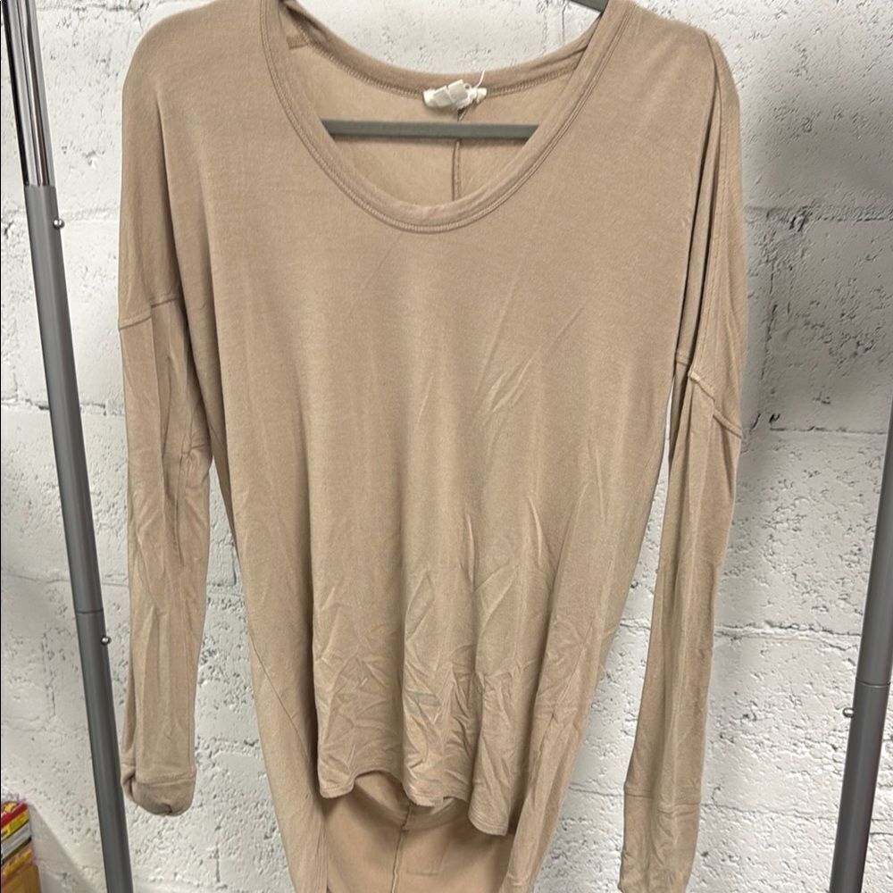 Helmut Lang Tan Long Sleeve Relaxed Top - Oversized- Size Medium Thin Shirt